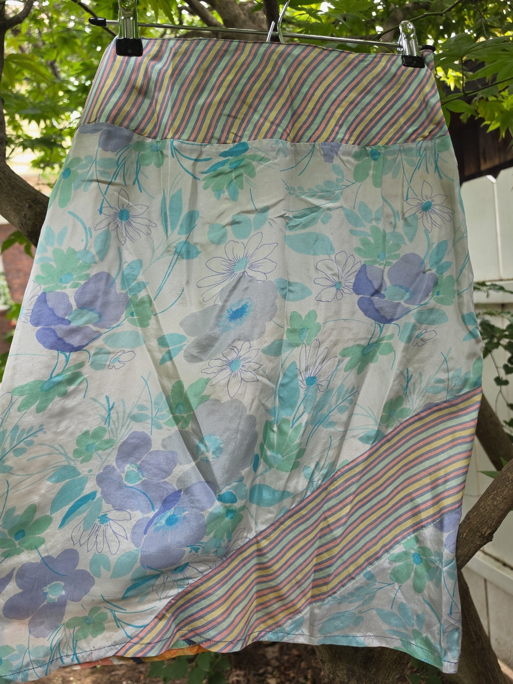Antik Batik Pastel Striped Lined Piece in Blue, Pink, Yellow
